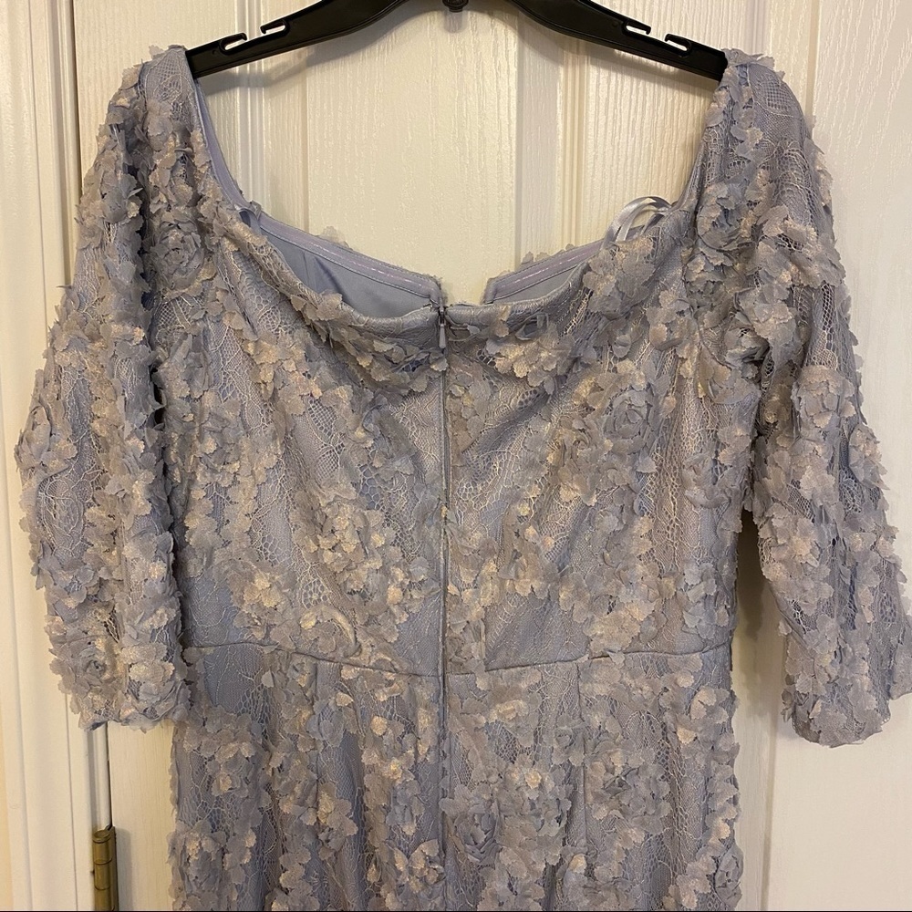 Xscape- Off-Shoulder Lavender/Blue Evening Gown - Elegant Lace Mermaid Dress - Picture 9 of 12